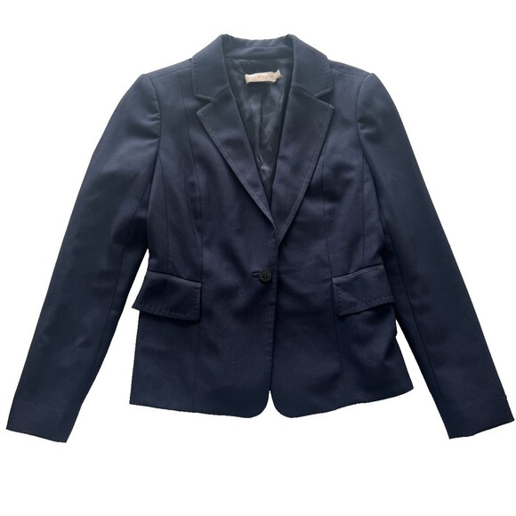 Tory Burch Blazer Women 2 Navy Wool Work Office Business Blazer Designer Classic - Picture 2 of 12